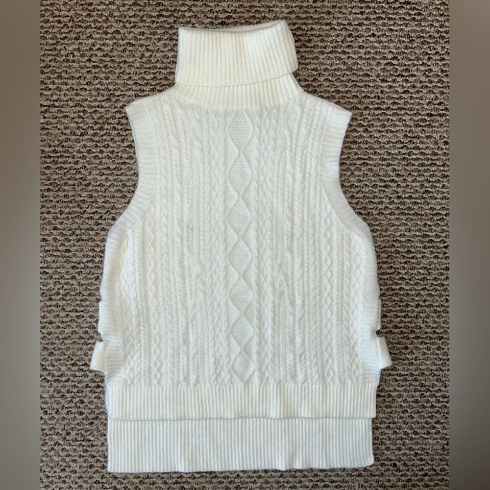 bishop + young Cream Cable Knit Turtleneck Sweater